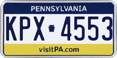 PA license plate KPX4553