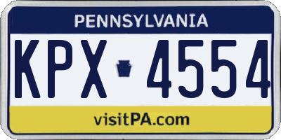 PA license plate KPX4554
