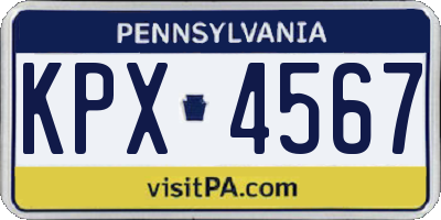 PA license plate KPX4567