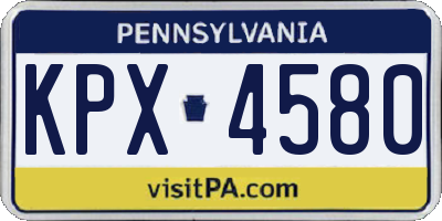 PA license plate KPX4580