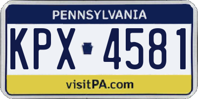 PA license plate KPX4581