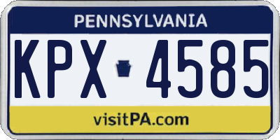 PA license plate KPX4585