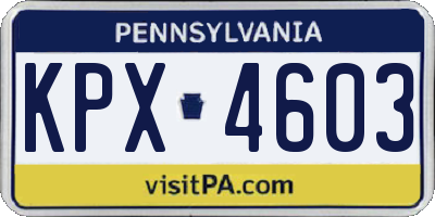 PA license plate KPX4603
