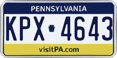 PA license plate KPX4643