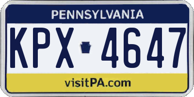 PA license plate KPX4647