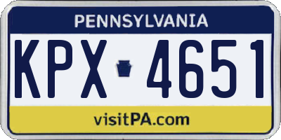 PA license plate KPX4651