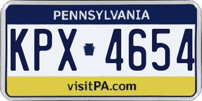 PA license plate KPX4654