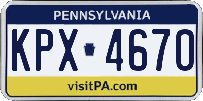 PA license plate KPX4670
