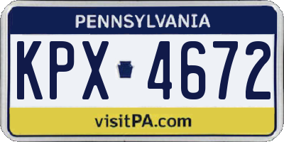 PA license plate KPX4672