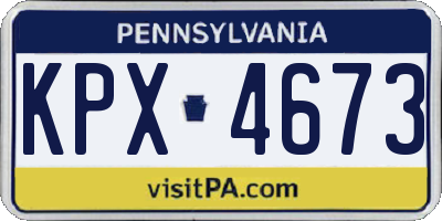 PA license plate KPX4673