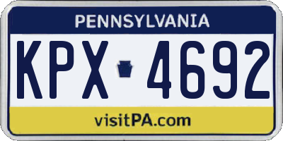 PA license plate KPX4692