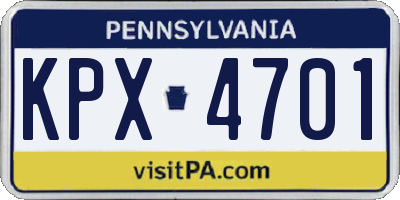 PA license plate KPX4701