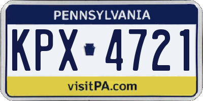 PA license plate KPX4721