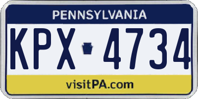 PA license plate KPX4734