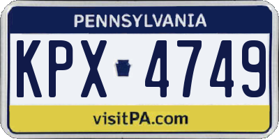 PA license plate KPX4749