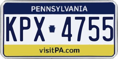 PA license plate KPX4755