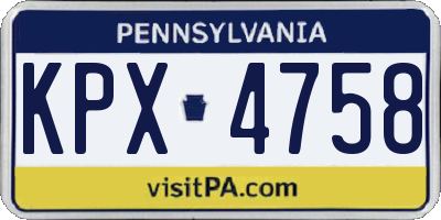 PA license plate KPX4758