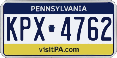 PA license plate KPX4762