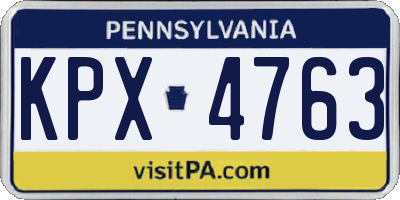 PA license plate KPX4763