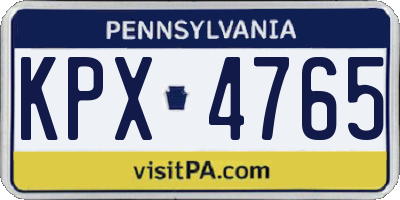 PA license plate KPX4765