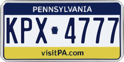 PA license plate KPX4777