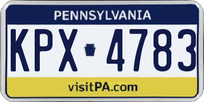 PA license plate KPX4783