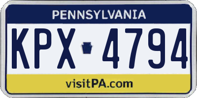 PA license plate KPX4794