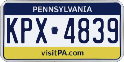 PA license plate KPX4839