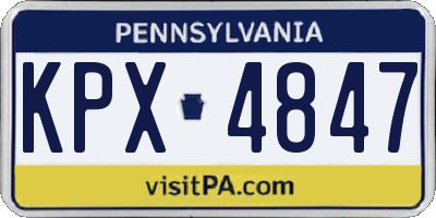 PA license plate KPX4847