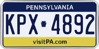 PA license plate KPX4892
