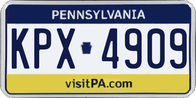 PA license plate KPX4909