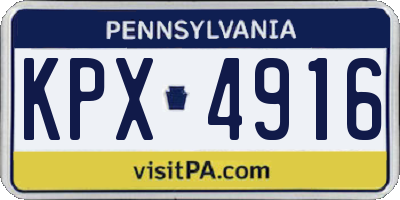 PA license plate KPX4916