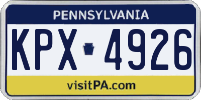 PA license plate KPX4926