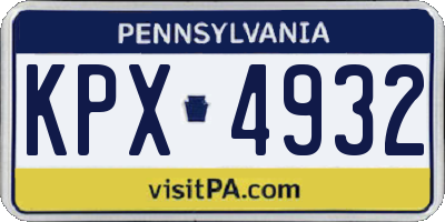 PA license plate KPX4932
