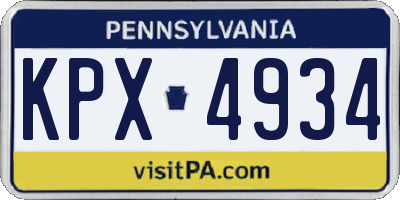 PA license plate KPX4934