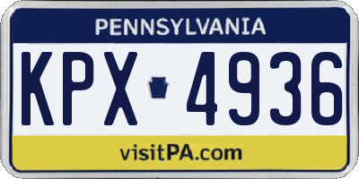 PA license plate KPX4936