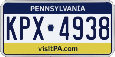 PA license plate KPX4938