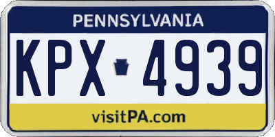 PA license plate KPX4939