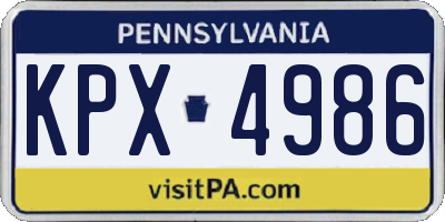 PA license plate KPX4986