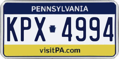 PA license plate KPX4994