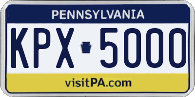 PA license plate KPX5000