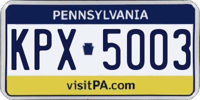 PA license plate KPX5003