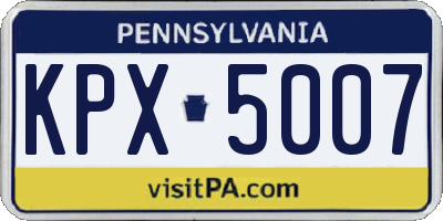 PA license plate KPX5007