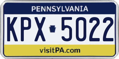 PA license plate KPX5022
