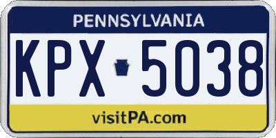 PA license plate KPX5038