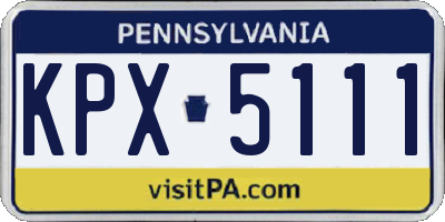 PA license plate KPX5111