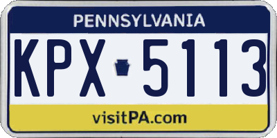 PA license plate KPX5113
