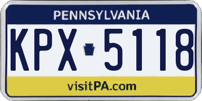 PA license plate KPX5118