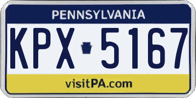 PA license plate KPX5167