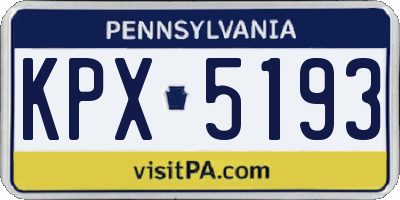 PA license plate KPX5193